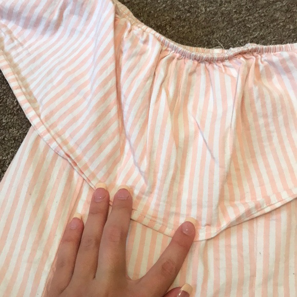 Pink and white striped off the shoulder blouse - Picture 2 of 4